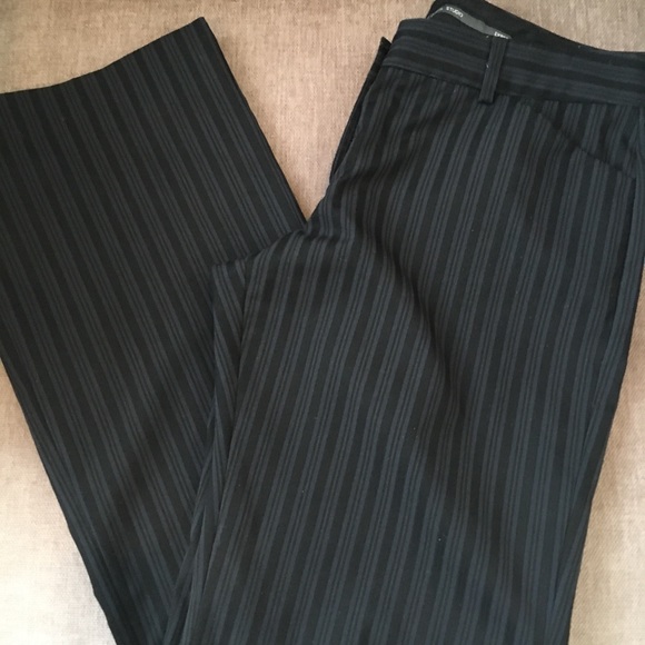 Express Editor navy pinstriped wide bottom pants 6 - Picture 4 of 4